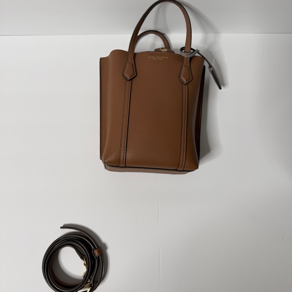 Tory Burch Mini Bag Perfect NEW and never used.   Gorgeous! Light Brown & Grey - Picture 6 of 9